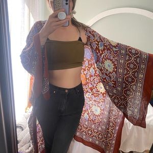 Free people Magic Dance Border Print Kimono Copper